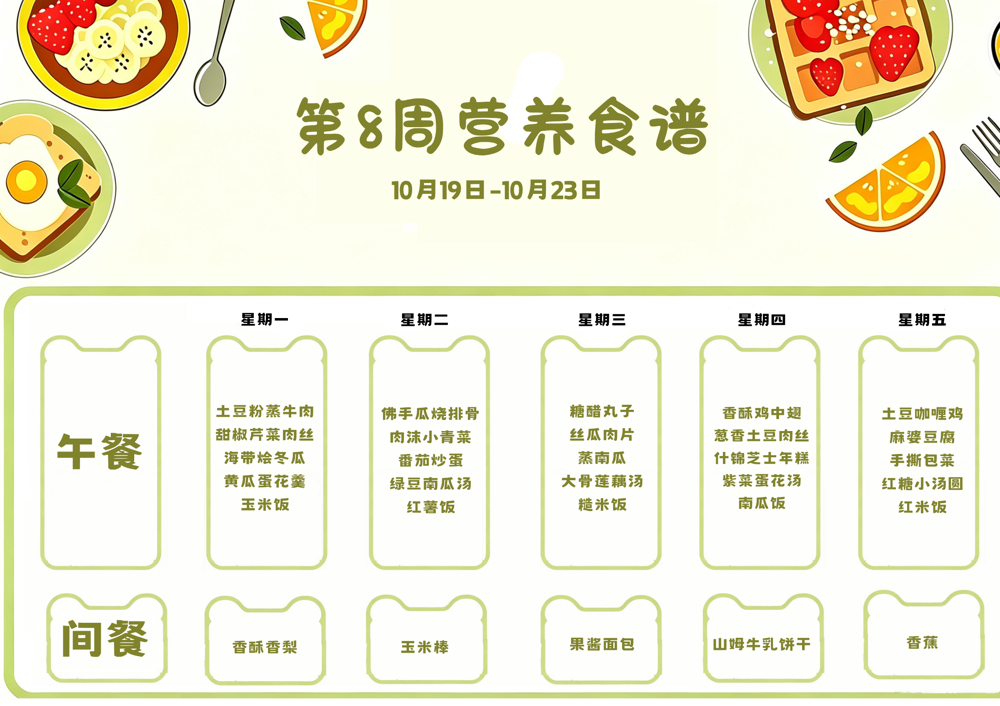 【紫竹“食”刻】叮咚~紫竹小学第8周食谱已送达！