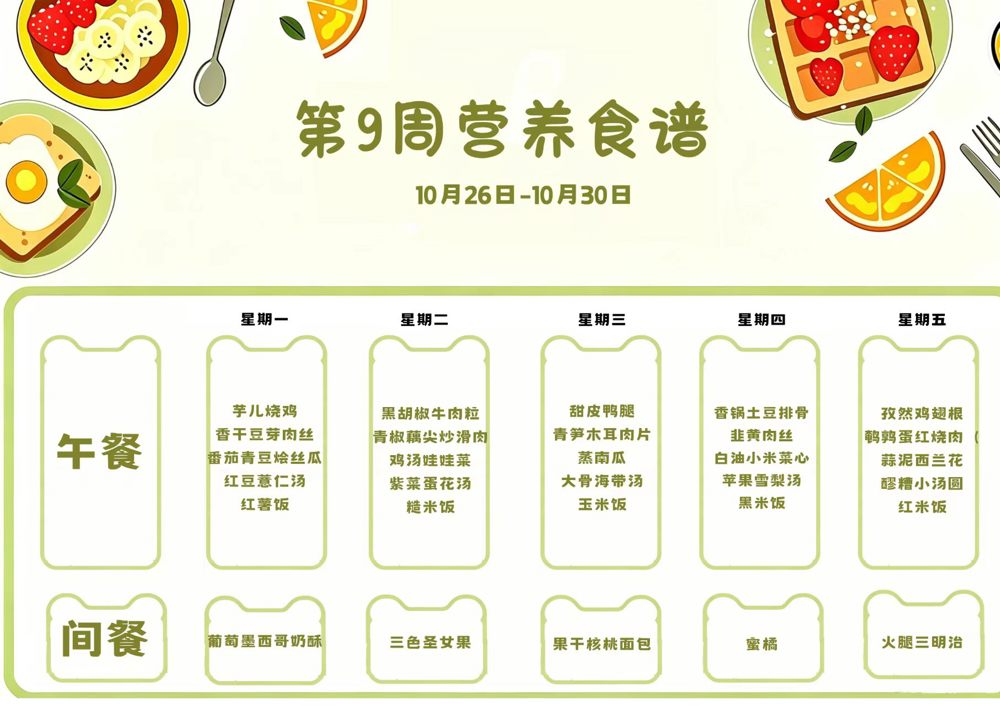 【紫竹“食”刻】叮咚~紫竹小学第9周食谱已送达！